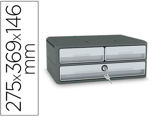 [1091216361] FICHERO CAJONES DE SOBREMESA CEP MOOV UP RECICLADO 80% CON CERRADURA RECICLADO 80% 3 CAJONES COLOR GRIS