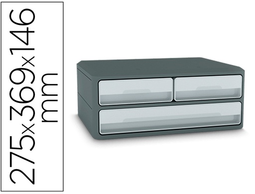 [1090216361] FICHERO CAJONES DE SOBREMESA CEP MOOV UP RECICLADO 80% 3 CAJONES COLOR GRIS 275X369X146 MM