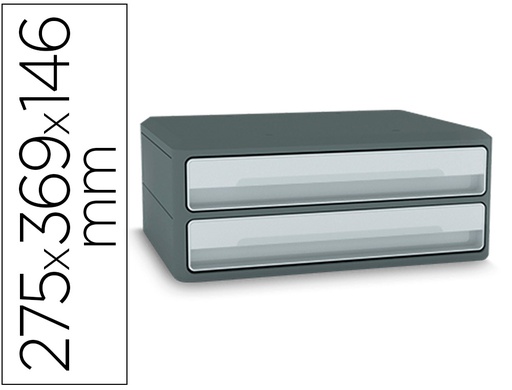 [1090116361] FICHERO CAJONES DE SOBREMESA CEP MOOV UP RECICLADO 80% 2 CAJONES COLOR GRIS 275X369X146 MM