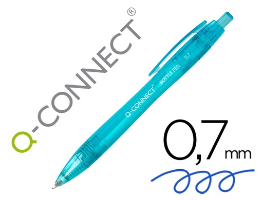 [KF15001] BOLIGRAFO Q-CONNECT RETRACTIL DE PLASTICO RECICLADO 0,7 MM TINTA COLOR AZUL