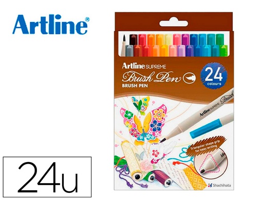 [EPFS F W24] ROTULADOR ARTLINE SUPREME BRUSH PINTURA BASE AGUA PUNTA TIPO PINCEL TRAZO FINO BOLSA 24 UNIDADES COLORES SURTIDOS