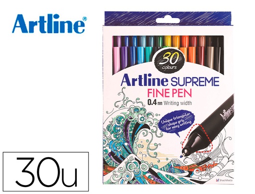 [EPFS200W30 CART.30] ROTULADOR ARTLINE SUPREME EPFS200 FINE LINER PUNTA DE FIBRA 0,4 MM BOLSA 30 UNIDADES COLORES SURTIDOS