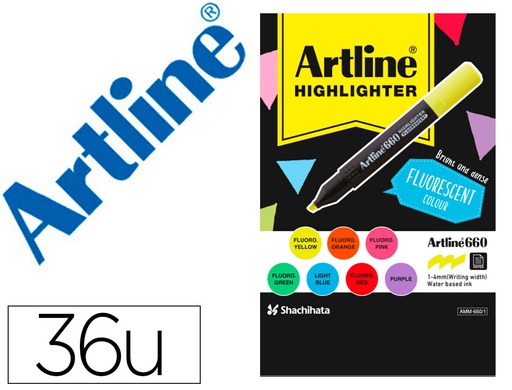 [AMM660N 1 - EXP36] ROTULADOR ARTLINE FLUORESCENTE EK-660 EXPOSITOR DE 36 UNIDADES COLORES SURTIDOS