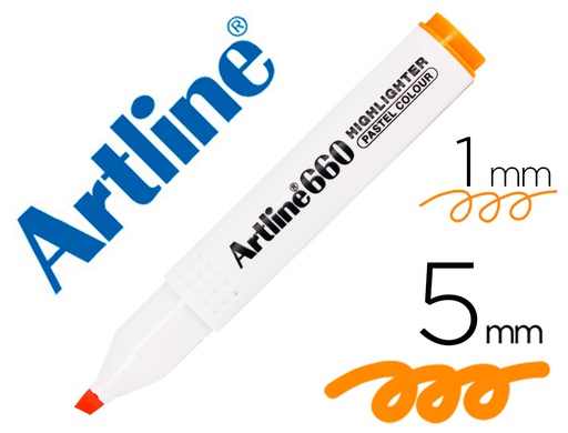 [EK660B NP] ROTULADOR ARTLINE FLUORESCENTE EK-660 NARANJA PASTEL PUNTA BISELADA