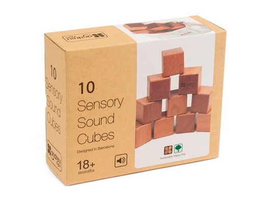 [16112] JUEGO DIDACTICO ANDREUTOYS 10 CUBOS SENSORIALES CON SONIDO MADERA