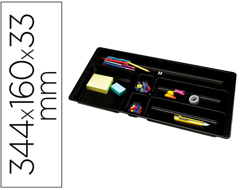 [KF16942] BANDEJA ORGANIZADORA Q-CONNECT DE CAJONES COLOR NEGRO 344X160X33 MM