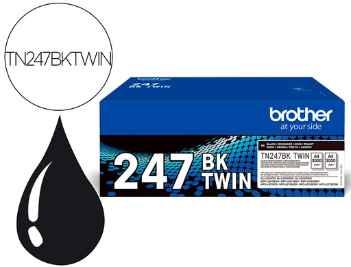 [TN247BKTWIN] TONER BROTHER TN247BK DCP-L3510CDW / HL-L3270CDW / MFC-L3710CW NEGRO 3000 PAGINAS PACK 2 UNIDADES