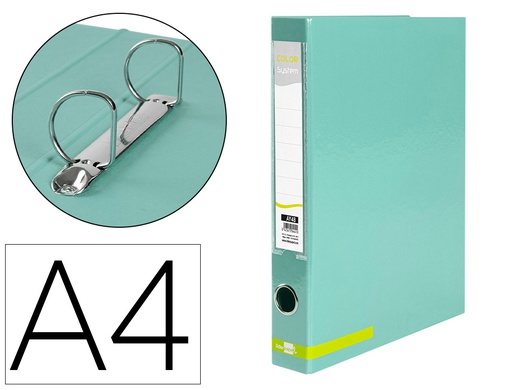 [AY48] CARPETA DE 2 ANILLAS 25 MM MIXTAS LIDERPAPEL A4 FORRADO COLOR SYSTEM CON OLLAO Y TARJETERO MENTA