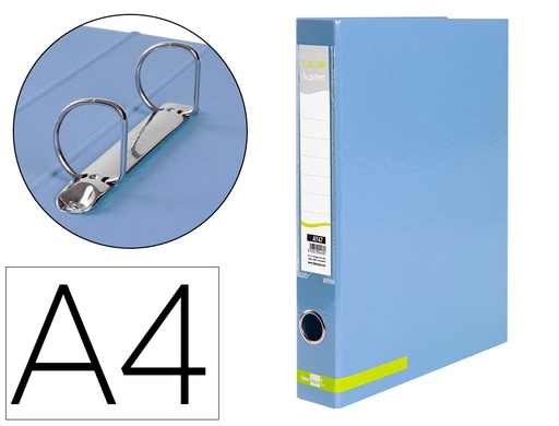 [AY47] CARPETA DE 2 ANILLAS 25 MM MIXTAS LIDERPAPEL A4 FORRADO COLOR SYSTEM CON OLLAO Y TARJETERO CELESTE