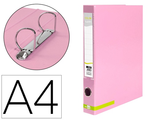 [AY46] CARPETA DE 2 ANILLAS 25 MM MIXTAS LIDERPAPEL A4 FORRADO COLOR SYSTEM CON OLLAO Y TARJETERO ROSA