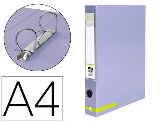 [AY45] CARPETA DE 2 ANILLAS 25 MM MIXTAS LIDERPAPEL A4 FORRADO COLOR SYSTEM CON OLLAO Y TARJETERO LAVANDA