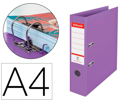 [628430] ARCHIVADOR DE PALANCA ESSELTE COLOUR BREEZE CARTON FORRADO PVC DIN A4 LOMO 75 MM COLOR MALVA