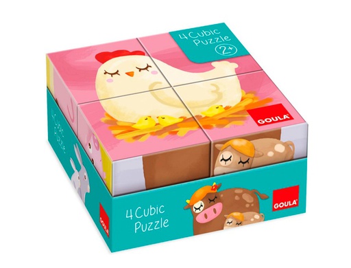 [53467] PUZLE GOULA CUBOS DE CARTON 6 ESCENAS DIFERENTES 4 PIEZAS