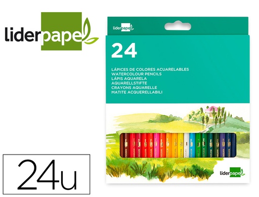 [LC12] LAPICES DE COLORES ACUARELABLES LIDERPAPEL CAJA DE 24 UNIDADES COLORES SURTIDOS