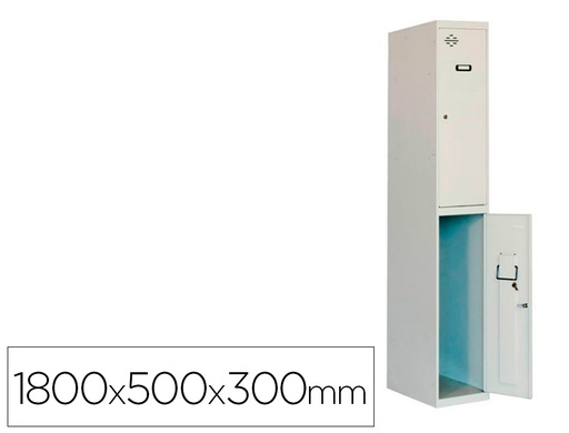 [90233W1230] TAQUILLA METALICA SIMONRACK 2 PUERTAS CON CERRADURA MONTADA RESPIRADERO Y ETIQUETERO GRIS/GRIS 1800X500X300 MM