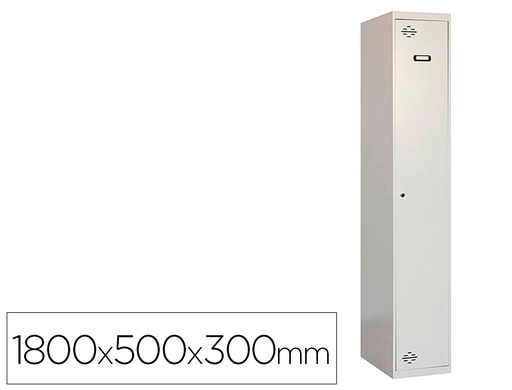 [90133W1130] TAQUILLA METALICA SIMONRACK 1 PUERTA CON CERRADURA MONTADA RESPIRADERO Y ETIQUETERO GRIS/GRIS 1800X500X300 MM