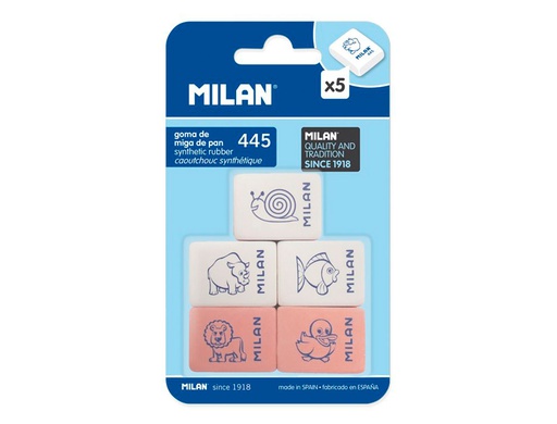 [BMM9222] GOMA DE BORRAR MILAN 445 BLISTER DE 5 UNIDADES