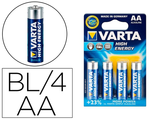 [AA-4906] PILA VARTA ALCALINA LONGLIFE POWER AA TIPO LR-06 BLISTER DE 4 UNIDADES