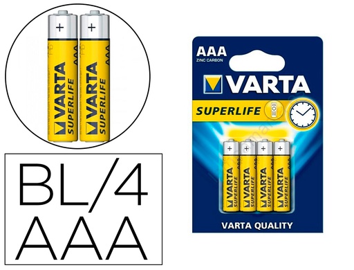 [AAA-2003] PILA VARTA SALINA SUPERLIFE AAA TIPO R-03 BLISTER DE 4 UNIDADES
