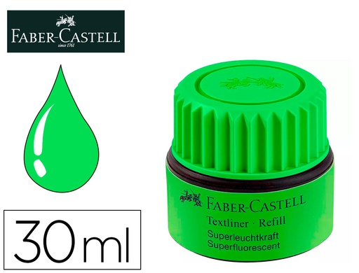 [154963] TINTA ROTULADOR FABER CASTELL TEXTLINER FLUORESCENTE 1549 CON SISTEMA CAPILAR COLOR VERDE BOTE 30 ML