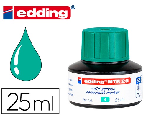 [MTK-25-04] TINTA ROTULADOR EDDING MTK25 CON SISTEMA CAPILAR COLOR VERDE BOTE 25 ML