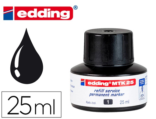 [MTK-25-01] TINTA ROTULADOR EDDING MTK25 CON SISTEMA CAPILAR COLOR NEGRO BOTE 25 ML