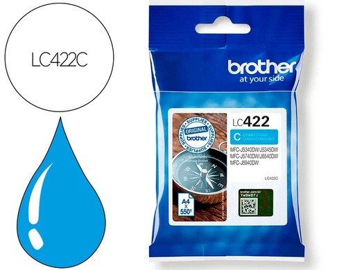 [LC422C] INK-JET BROTHER LC-422C CYAN MFC-J5340DW / MFC-J5740DW / MFC-J6540DW / MFC-J6940DW 550 PAGINAS