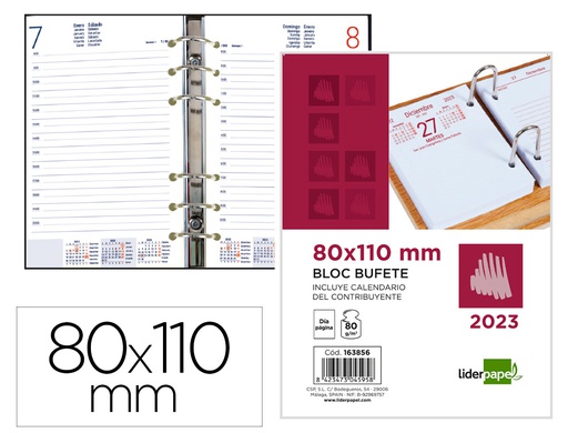 [163870] BLOC BUFETE LIDERPAPEL 2023 80X110 MM PAPEL 80 GR TEXTO EN CATALAN