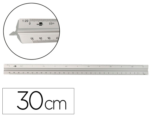 [EL01] ESCALA LIDERPAPEL ALUMINIO FORMA TRIANGULAR CON FUNDA PROTECTORA LONGITUD 30 CM 1:20 1:25/1:50/1:75/1:100/1:150