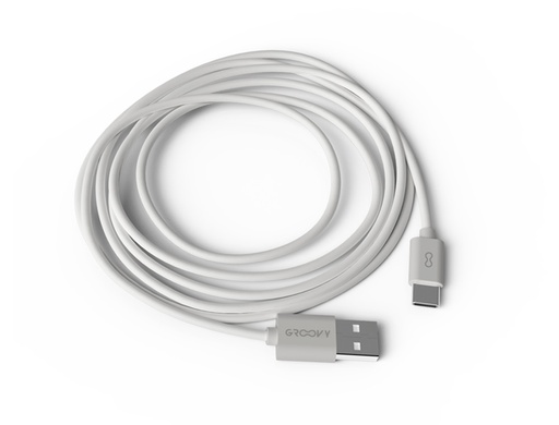[GR-CBL-TY2M2.0A-C01] CABLE GROOVY USB-A A TIPO C LONGITUD 2 MT COLOR BLANCO