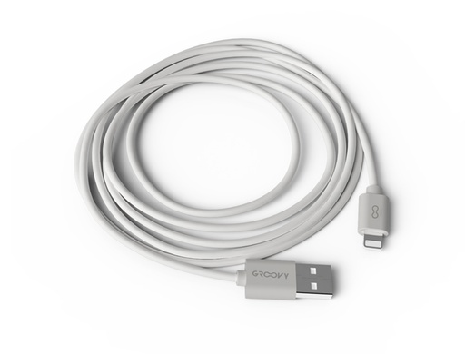 [GR-CBL-AP2M2.0A-C01] CABLE GROOVY USB 2.0 A APPLE LIGHTNING LONGITUD DE CABLE 2 METROS COLOR BLANCO