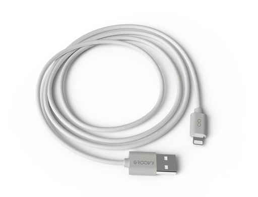 [GR-CBL-AP1M1.5A-C01] CABLE GROOVY USB 2.0 A APPLE LIGHTNING LONGITUD 1 METRO COLOR BLANCO