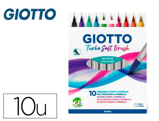 [F426800] ROTULADOR GIOTTO TURBO SOFT BRUSH PUNTA DE PINCEL CAJA DE 10 UNIDADES COLORES SURTIDOS