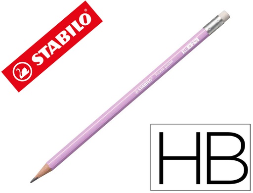 [4908/03-HB] LAPICES DE GRAFITO CON GOMA STABILO SWANO MINA 2,2 MM DUREZA HB LILA PASTEL