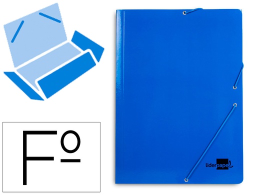 [CG97] CARPETA LIDERPAPEL GOMAS FOLIO 3 SOLAPAS CARTON PLASTIFICADO COLOR AZUL