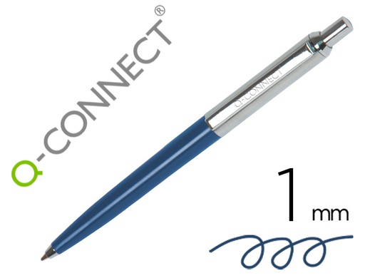 [KF18623] BOLIGRAFO Q-CONNECT PREMIUM METALICO RETRACTIL CON CLIP COLOR AZUL PUNTA 1 MM