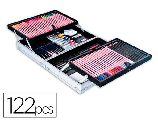 [D196500704] MALETIN DE PINTURAS DALER ROWNEY METALICO 122 PIEZAS 347X94X240 MM
