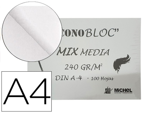 [1557229] BLOC DIBUJO MULTITECNICAS MICHEL ECONOBLOC MIX MEDIA DIN A4 ENCOLADO 100 HOJAS 240 GR/M2 210X297 MM