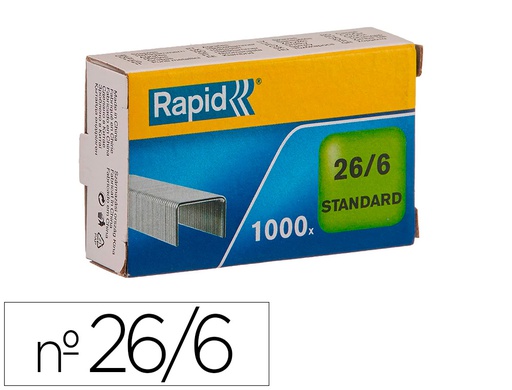 [24861300] GRAPAS RAPID 26/6 MM GALVANIZADA CAJA DE 1000 UNIDADES