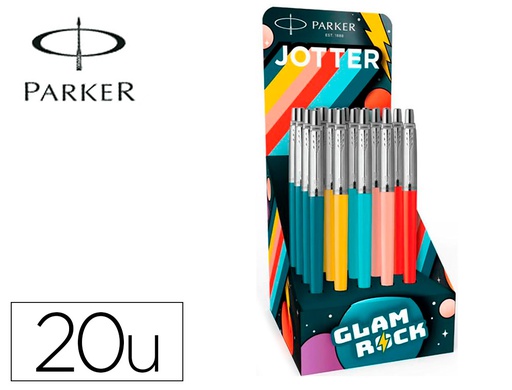 [2189571] BOLIGRAFO PARKER JOTTER ORIGINALS GLAM ROCK TRANSIT EXPOSITOR DE 20 UNIDADES COLORES SURTIDOS