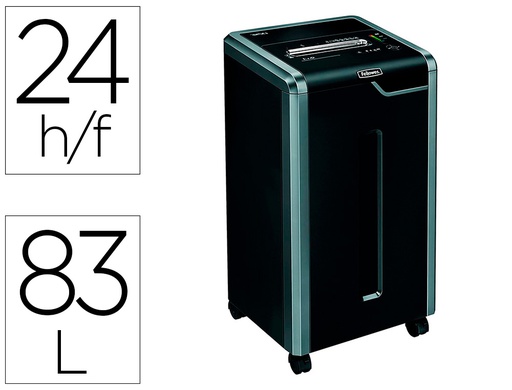 [4632001] DESTRUCTORA DE DOCUMENTOS FELLOWES 325CI CAPACIDAD DE CORTE 24 H EN PARTICULAS DESTRUYE GRAPAS CLIPS