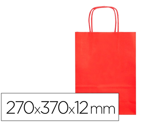 [KF03751] BOLSA PAPEL Q-CONNECT CELULOSA ROJO M CON ASA RETORCIDA 270X370X12 MM