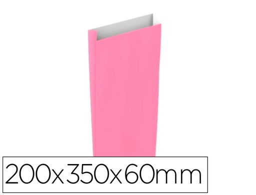 [02034004] SOBRE PAPEL BASIKA CELULOSA ROSA CON FUELLE M 200X350X60 MM PAQUETE DE 25 UNIDADES
