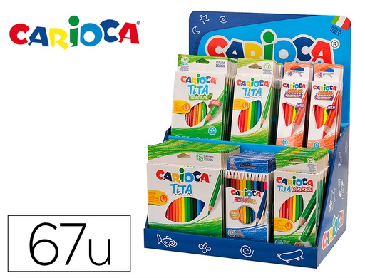 [50038] LAPICES DE COLORES CARIOCA EXPOSITOR DE SOBREMESA CON 67 UNIDADES SURTIDAS