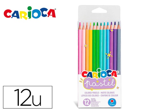[43309] LAPICES DE COLORES CARIOCA BI COLOR PASTEL TRIANGULAR MINA 3,3 MM BLISTER DE 12 UNIDADES COLORES SURTIDOS