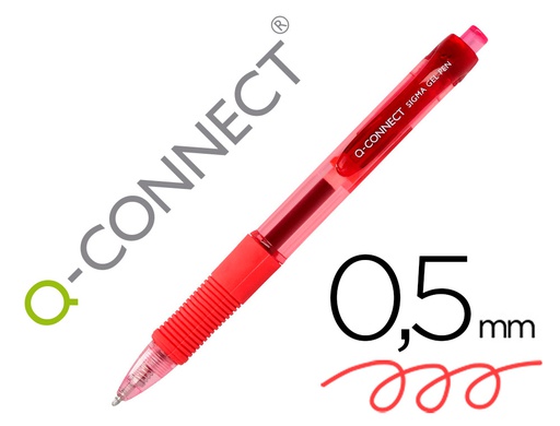 [KF00383] BOLIGRAFO Q-CONNECT SIGMA RETRACTIL CON SUJECION DE CAUCHO TINTA GEL 0,5 MM COLOR ROJO