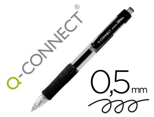 [KF00381] BOLIGRAFO Q-CONNECT SIGMA RETRACTIL CON SUJECION DE CAUCHO TINTA GEL 0,5 MM COLOR NEGRO