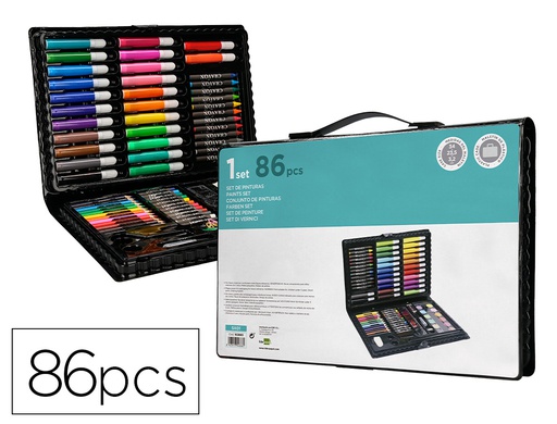 [SX01] ESTUCHE DE PINTURA LIDERPAPEL PLASTICO 86 PIEZAS 34X23X3,2 CM