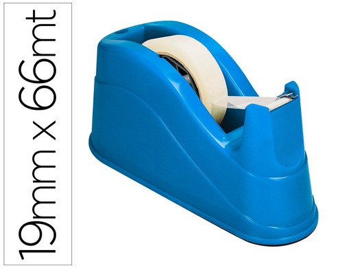 [KF11389] PORTARROLLO SOBREMESA Q-CONNECT PLASTICO PARA CINTAS DE 66 MT COLOR AZUL 220X100X70 MM