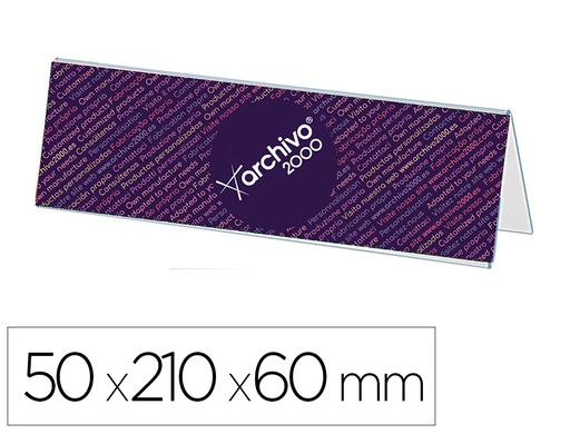[6144G CS TP] IDENTIFICADOR SOBREMESA ARCHIVO 2000 PREMIUM POLIESTIRENO CRISTAL TRANSPARENTE 50X210X60 MM